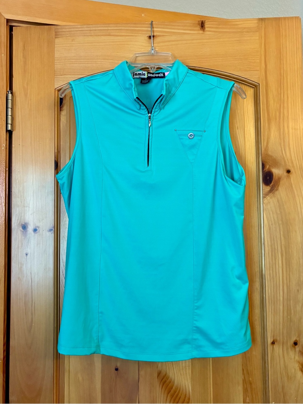 Jamie Sadock Sleeveless Zip Athletic Golf Tank Shirt - Turquoise